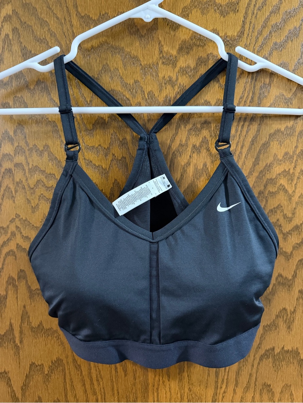 Nike Black Racerback Strappy Sports Bra with Swoosh Size Large